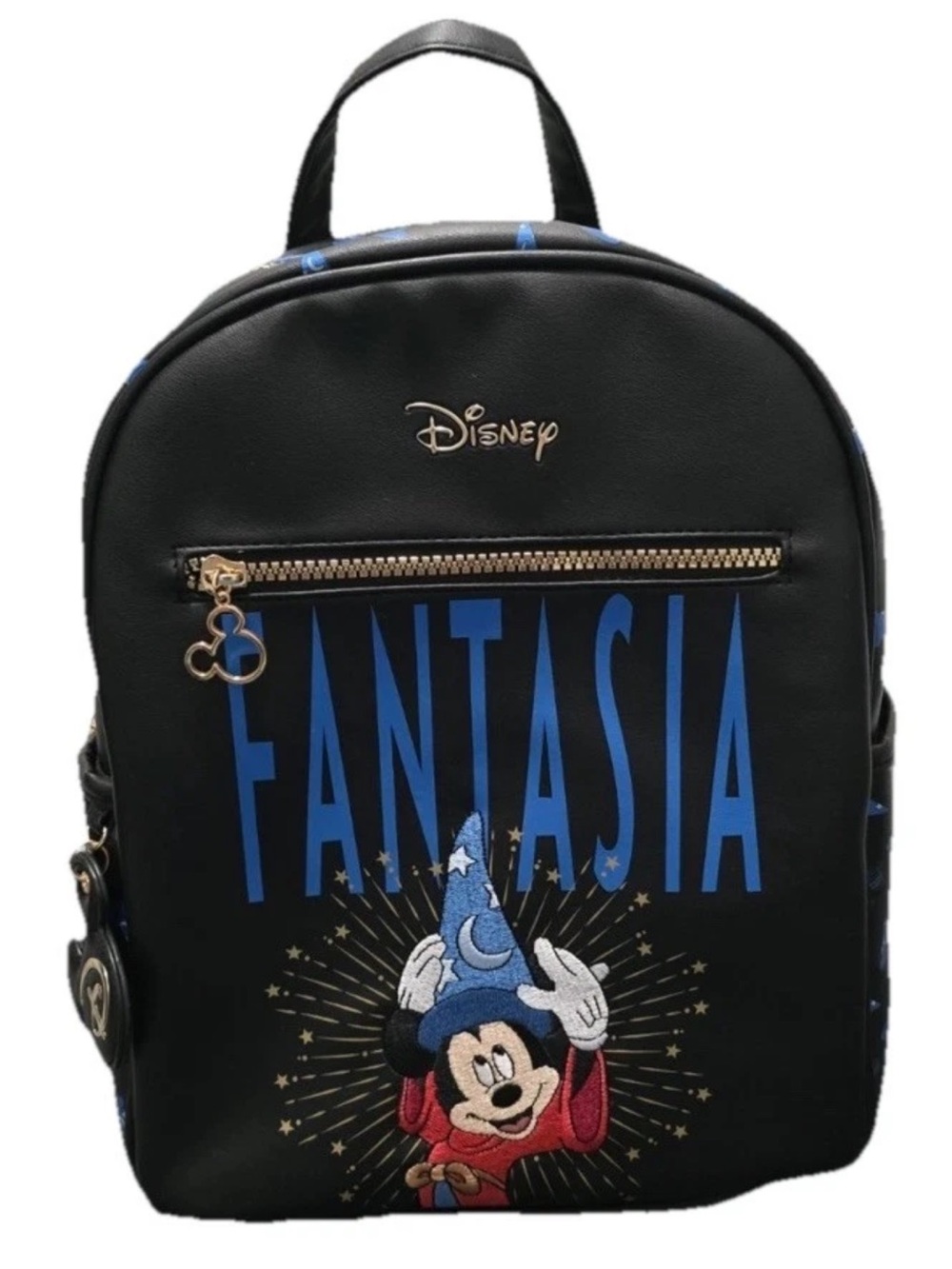 Disney Black Fantasia Sorcerer Mickey Mini Backpack with Blue Accents